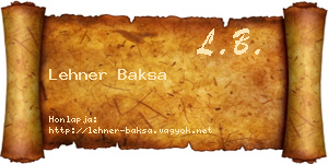 Lehner Baksa névjegykártya
